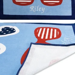 Patriotic Sunglasses Personalized Beach Towel
