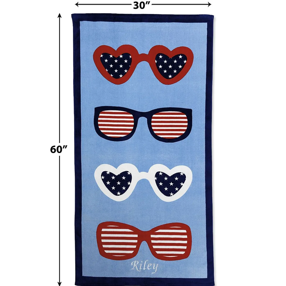 Patriotic Sunglasses Personalized Beach Towel