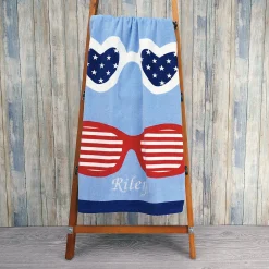 Patriotic Sunglasses Personalized Beach Towel