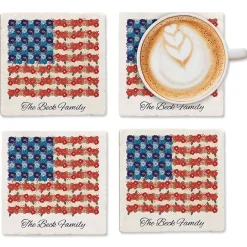 Personalized Americana Floral Flag Coasters