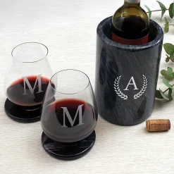 Personalized Black Marble Wine Chiller/Holder