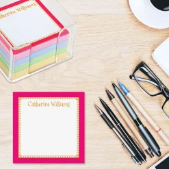 Personalized Bright Borders Note Sheets in a Cube