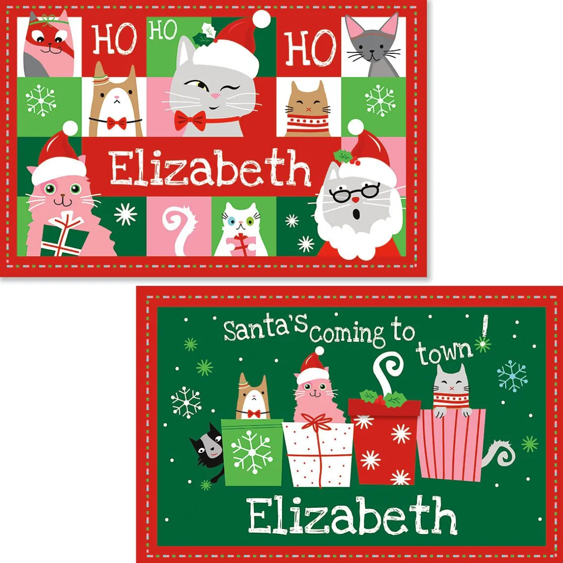 Personalized Christmas Cat Kids' Placemat