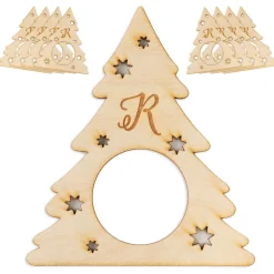 Personalized Christmas Tree Wood Napkin Rings