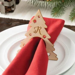 Personalized Christmas Tree Wood Napkin Rings