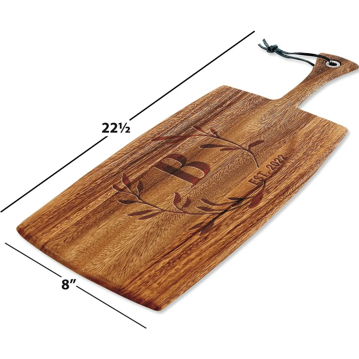 Personalized Circle Laurel Paddle Cutting Board