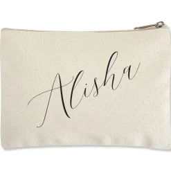 Personalized Diagonal Name Small Canvas Pouch