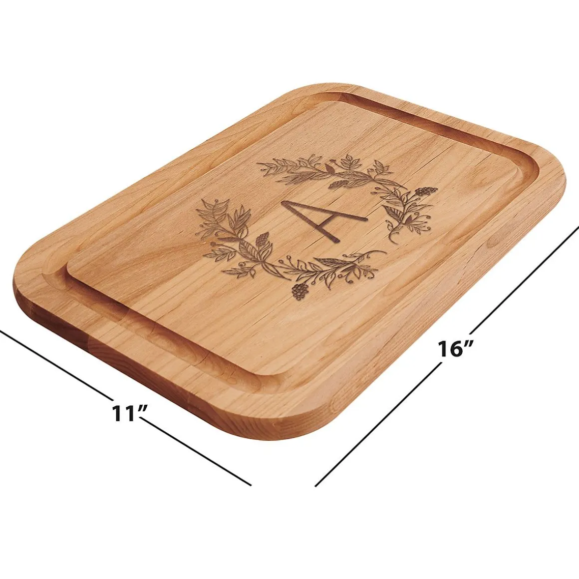 Personalized Floral Laurel Cutting Board