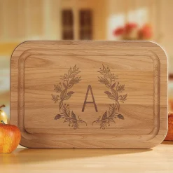 Personalized Floral Laurel Cutting Board
