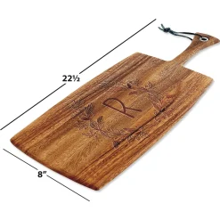 Personalized Floral Laurel Paddle Cutting Board