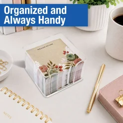 Personalized Kraft Floral Note Sheets in a Cube