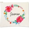 Personalized Name in Wreath Zippered Canvas Pouch