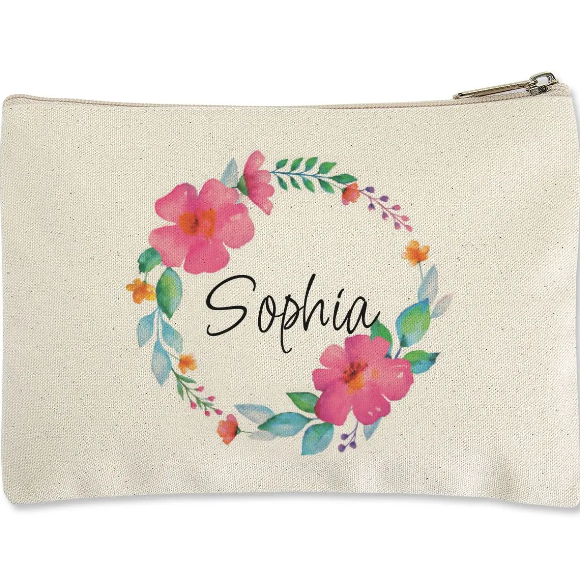 Personalized Name in Wreath Zippered Pouch