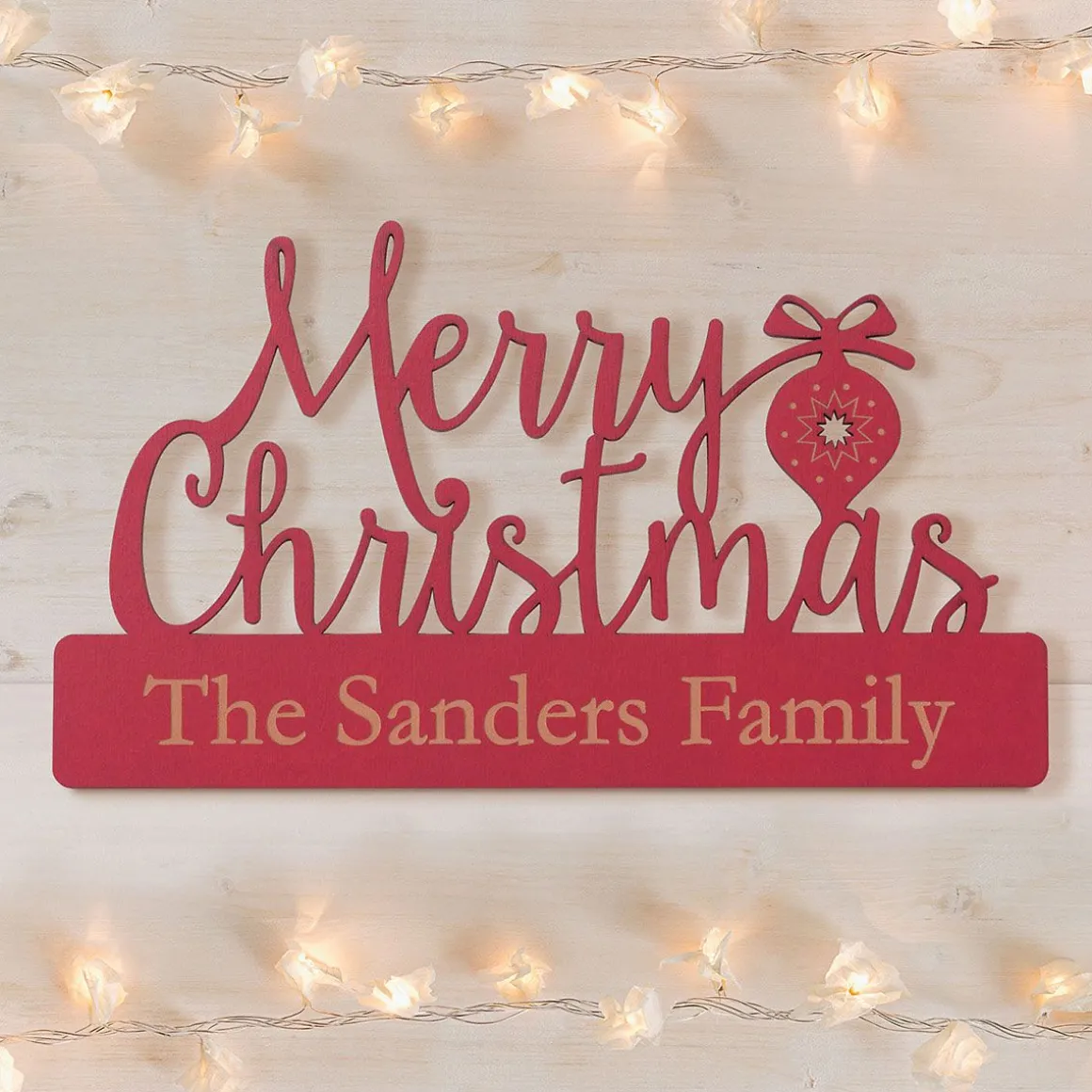 Personalized Red Wood Merry Christmas Plaque