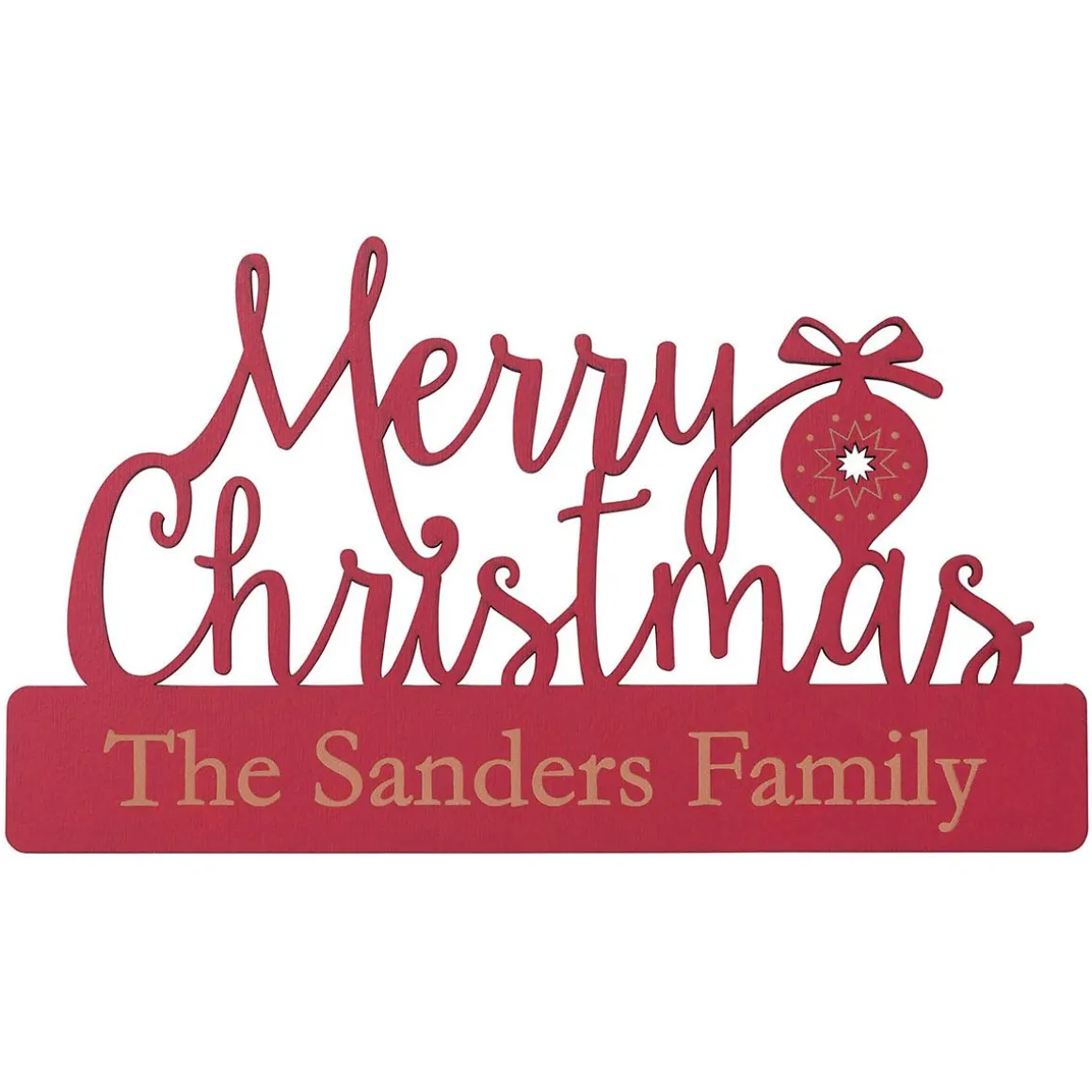 Personalized Red Wood Merry Christmas Plaque