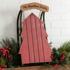Personalized Red Wood Tree Sled Decor