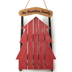 Personalized Red Wood Tree Sled Decor