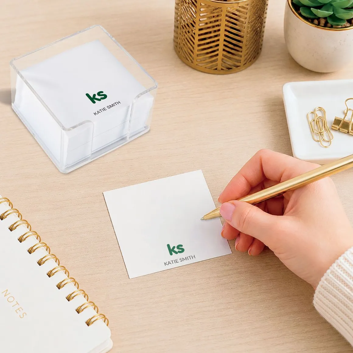Personalized Sweet Monogram Note Sheets in a Cube
