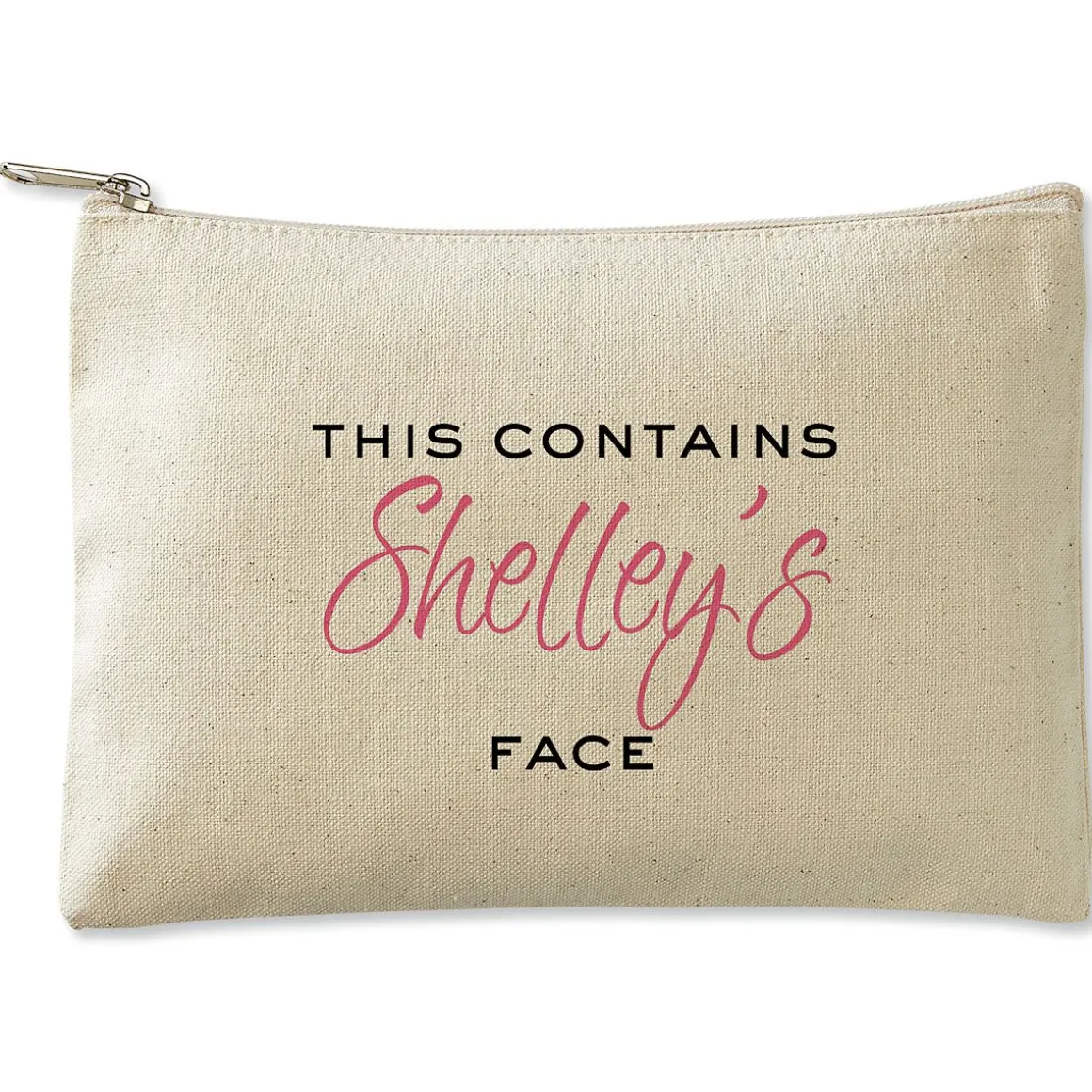Personalized This Contains Zippered Canvas Pouch