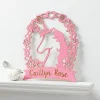 Personalized Unicorn Pink Wood Plaque