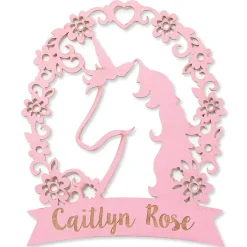 Personalized Unicorn Pink Wood Plaque