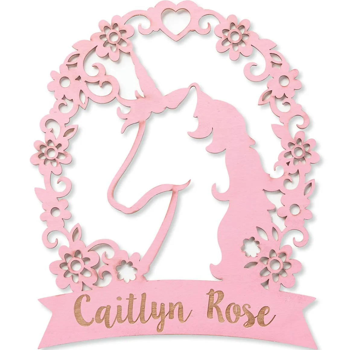 Personalized Unicorn Pink Wood Plaque