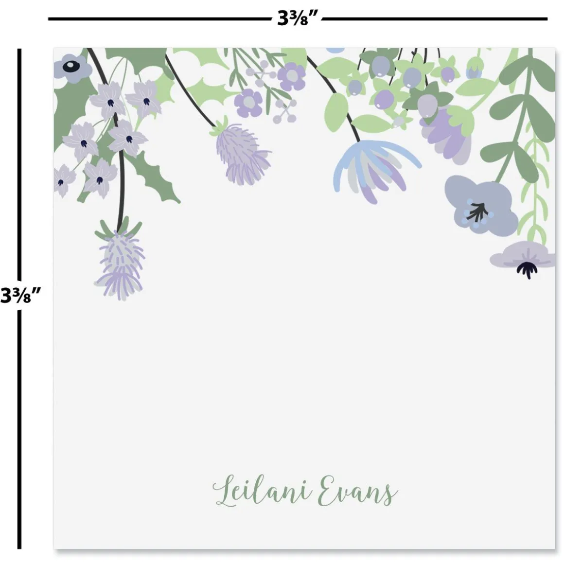 Personalized Wildflowers Note Sheets in a Cube