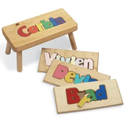 Personalized Wooden Puzzle Step Stool