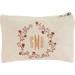 Personalized Wreath Monogram Canvas Pouch