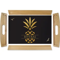 Pineapple Family Name Natural Wood Serving Tray