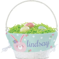 Pink Bunny Easter Basket with Personalized Liner