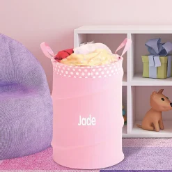 Pink Collapsible Personalized Laundry Tote