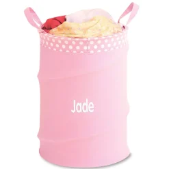 Pink Collapsible Personalized Laundry Tote