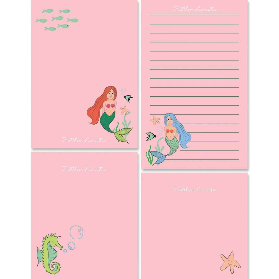 Pink Mermaid Personalized Notepads