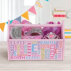 Pink Personalized Initial and Name Toy Caddy