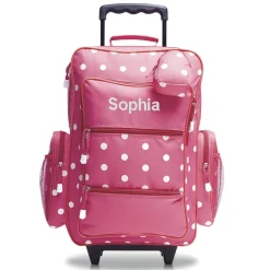 Pink with White Dots 21" Personalized Rolling Luggage