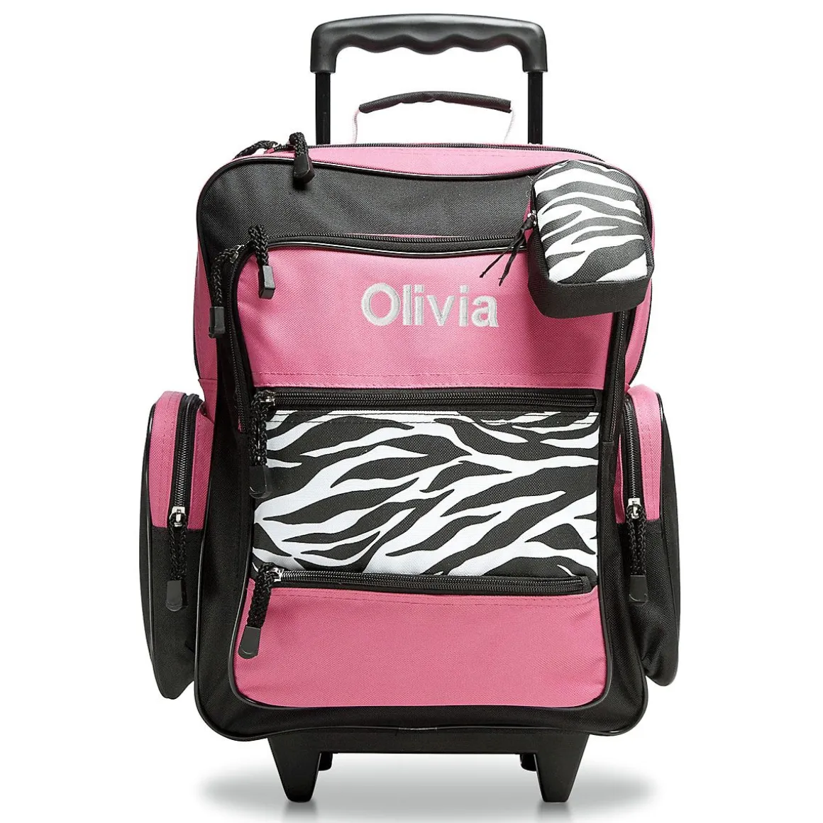 Pink with Zebra Print 18" Personalized Rolling Luggage