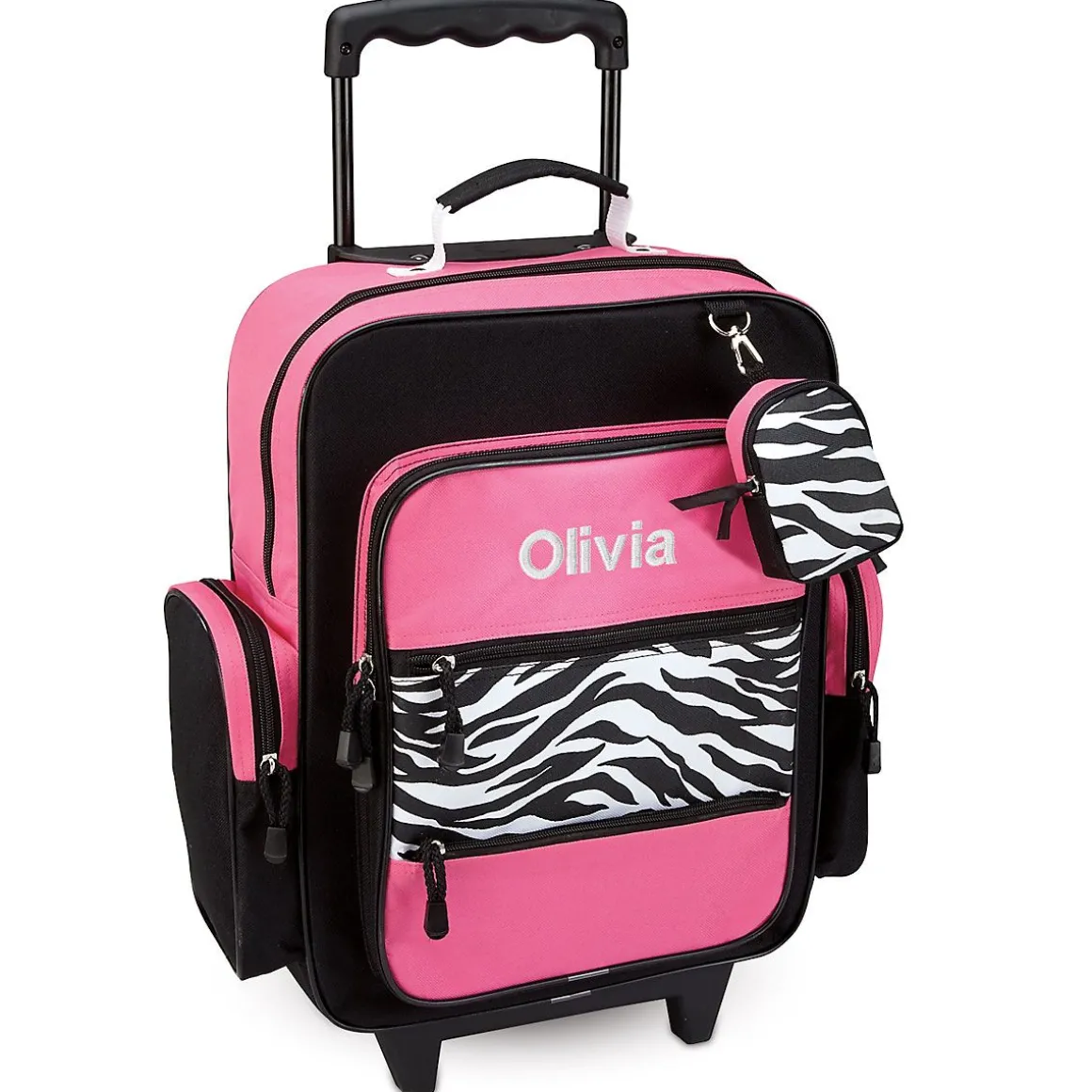 Pink with Zebra Print 18" Personalized Rolling Luggage