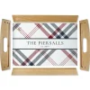 Plaid Natural Wood Serving Tray