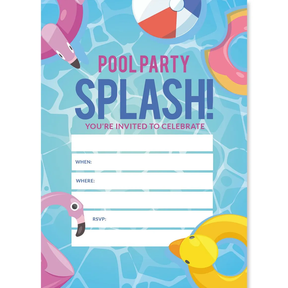 Pool Party Birthday Fill In The Blank Invitations