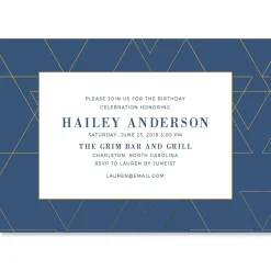 Posh Navy Geometric Personalized Invitations