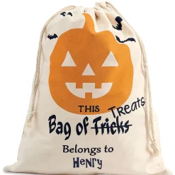 Pumpkin Drawstring Personalized Treat Bag