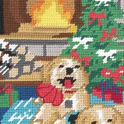 Puppies Heirloom Needlepoint Personalized Christmas Stocking