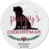 Puppy's 1st Round Pet Personalized Christmas Ornament