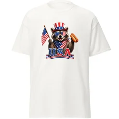 Racoon White Adult T-Shirt