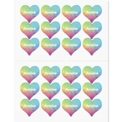 Rainbow Crystal Heart Personalized Stickers