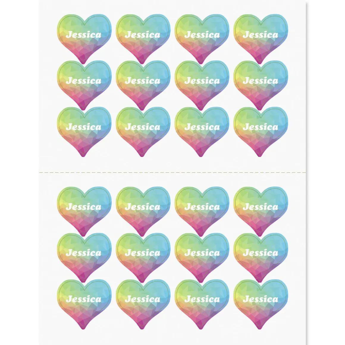 Rainbow Crystal Heart Personalized Stickers