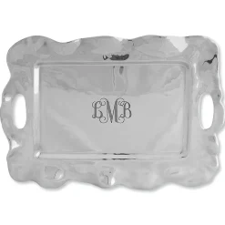 Rectangular with Handles Personalized Vento Tray - Script Monogram