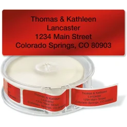 Red Foil Rolled Address Label