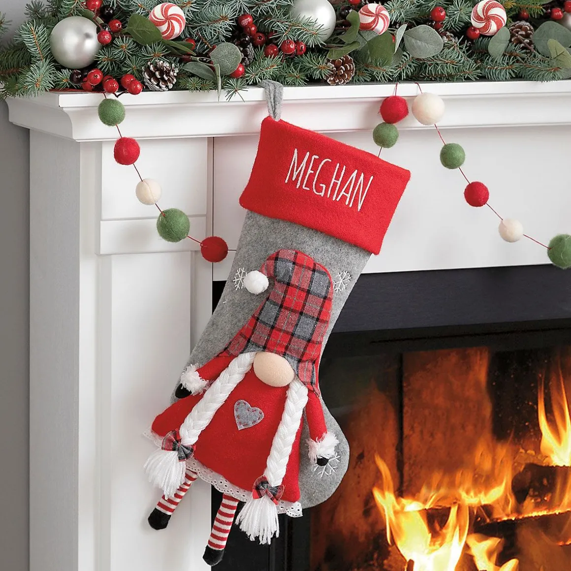 Red Gnome Character Personalized Christmas Stocking